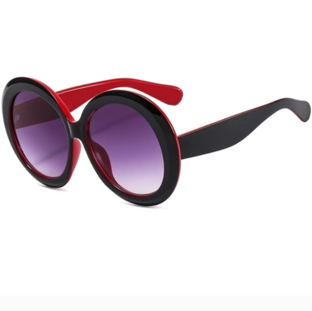 High Quality Oversized Chunky Retro Red  And Black Sunglasses